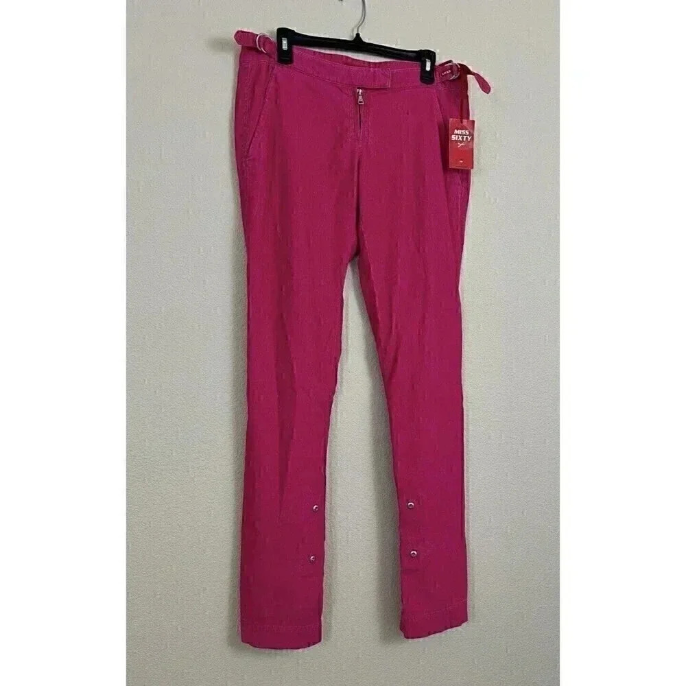 Miss Sixty Womens Easy Oliver Trousers Corduroy Pants Sz 29 Y2K Barbiecore Long - Picture 2 of 16